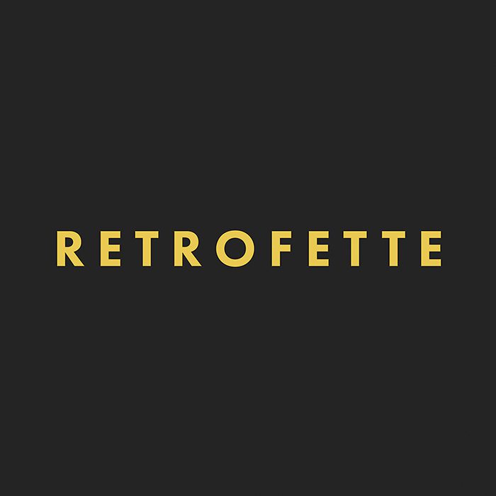 RetroFette logo in yellow on black background.
