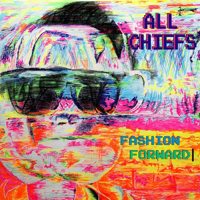 Abstract colorful artwork with text overlay.