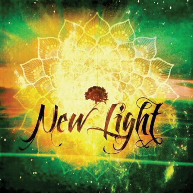 New Light" text on colorful abstract background.
