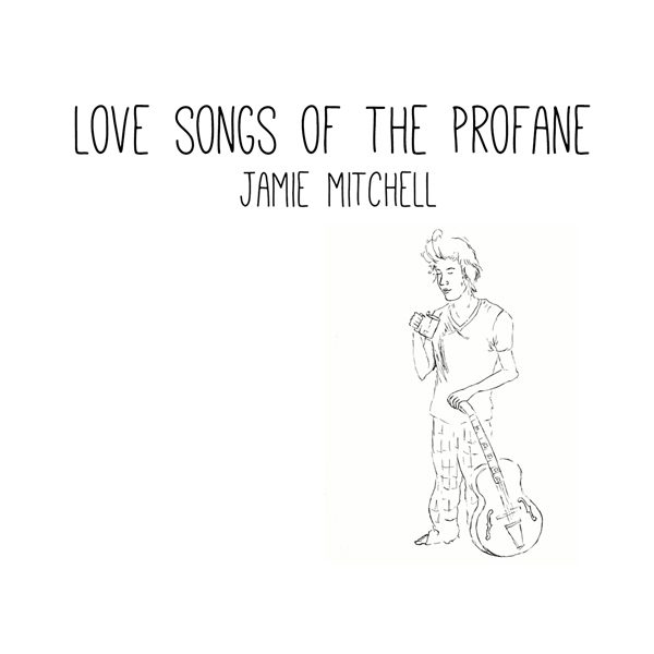 Album cover illustration, person with guitar.