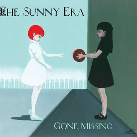 Two girls with ball, contrasting colors.
