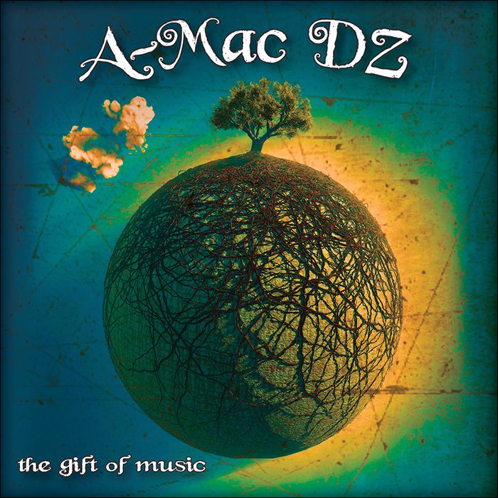 Surreal globe with tree, "The Gift of Music.