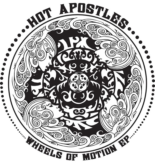 Ornate black and white album cover design.