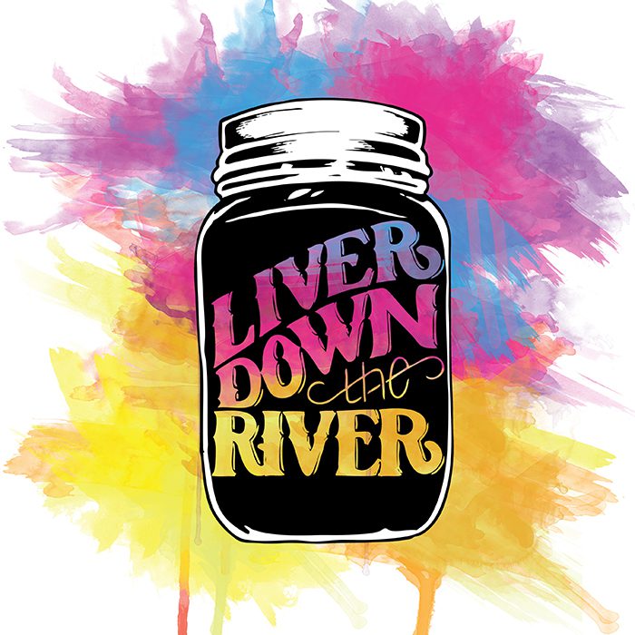 Colorful jar with "Liver Down the River.