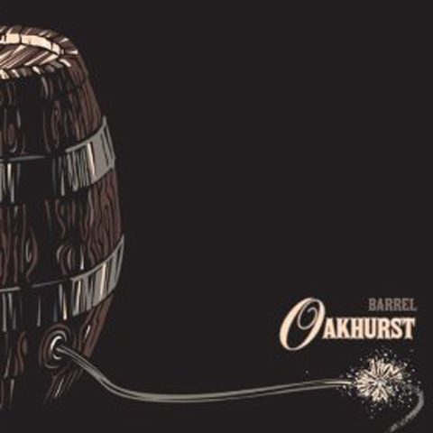 Barrel with lit fuse and "Oakhurst" text.