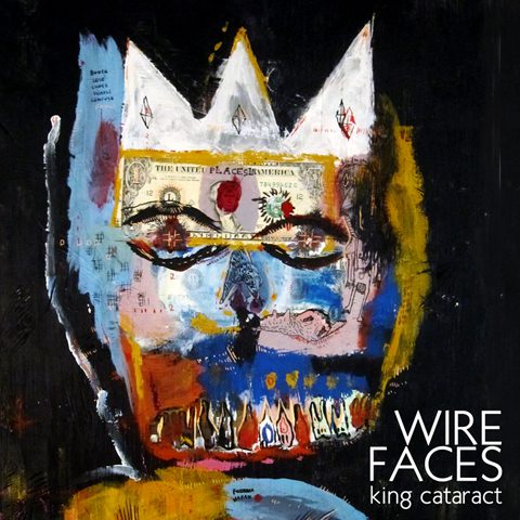 Abstract face with crown and dollar bill.