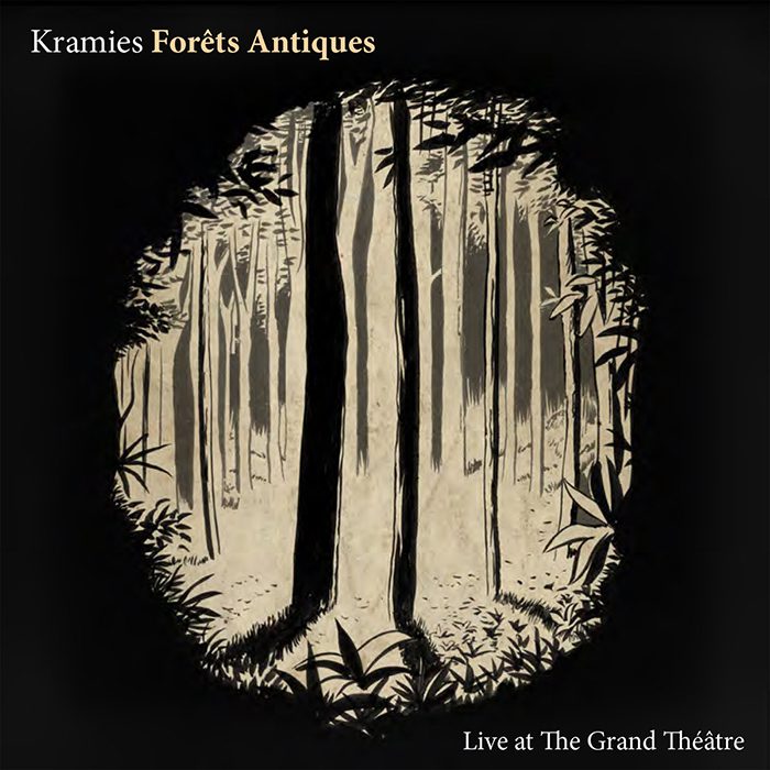 Illustrated forest on album cover art.