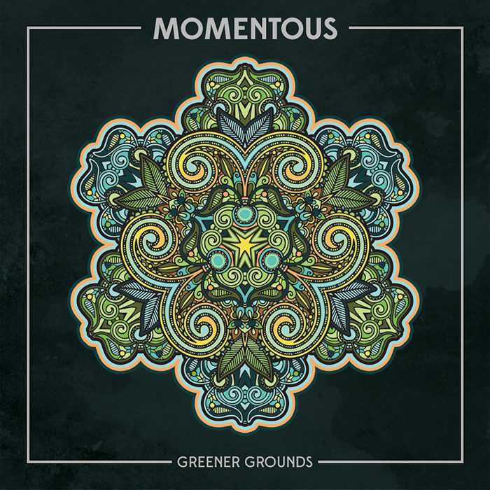 Intricate green and blue mandala design.