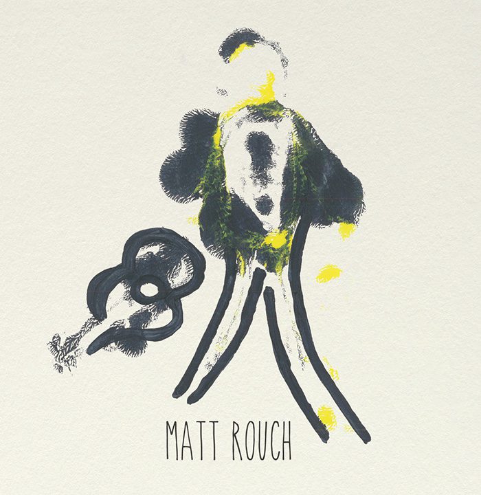 Abstract figure with guitar, titled "Matt Rouch".