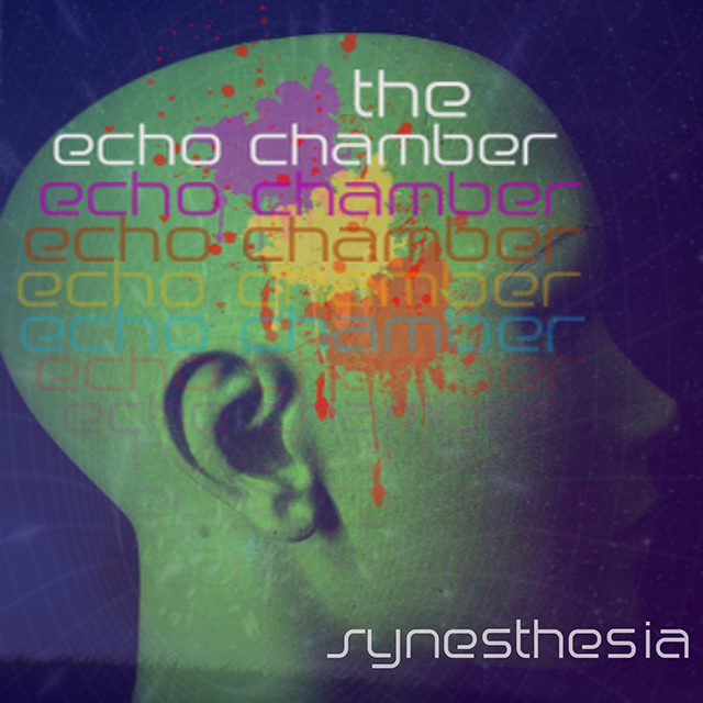 Abstract head with colorful text overlay.