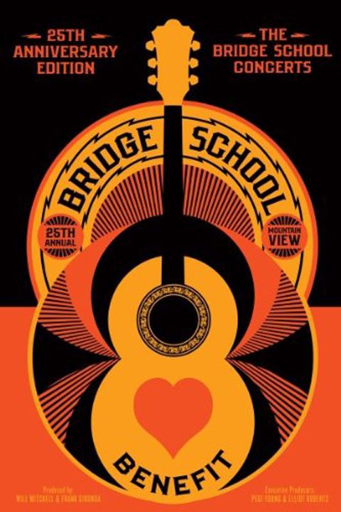 Guitar-themed Bridge School Benefit concert poster.