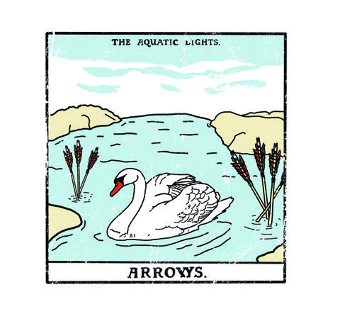 Swan swimming in a serene lake illustration.