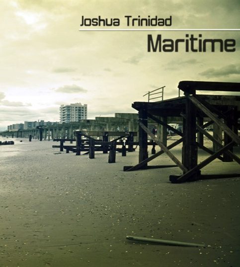 Beachfront with pier and overcast sky.