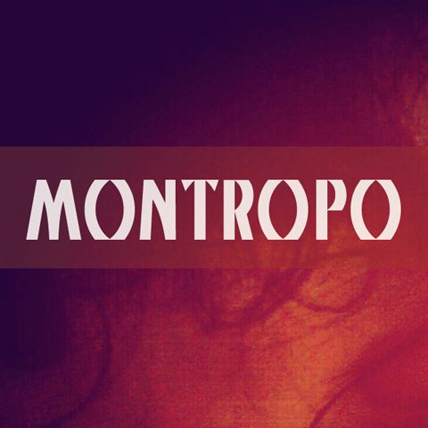 Text "Montropo" on abstract red background.