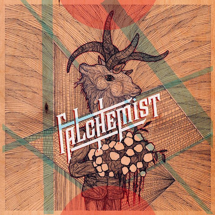 Abstract goat with geometric background illustration.