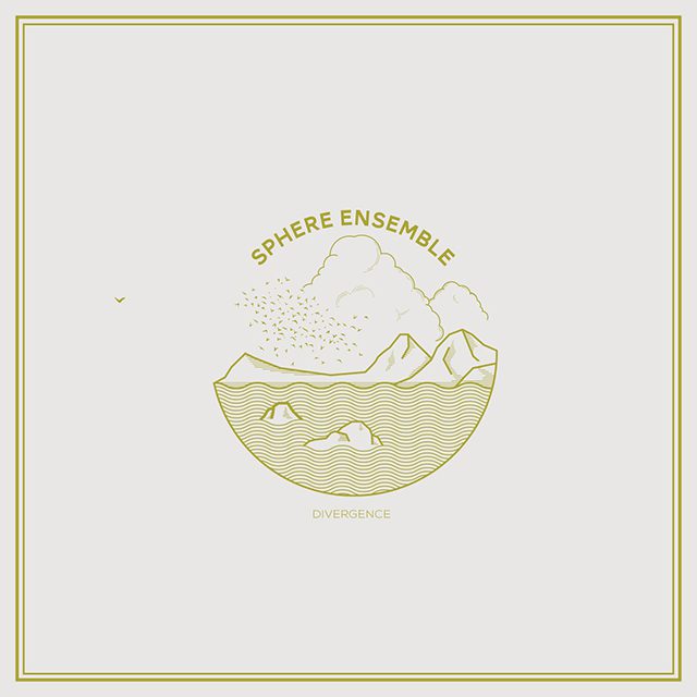 Minimalist mountain and sea illustration with text.