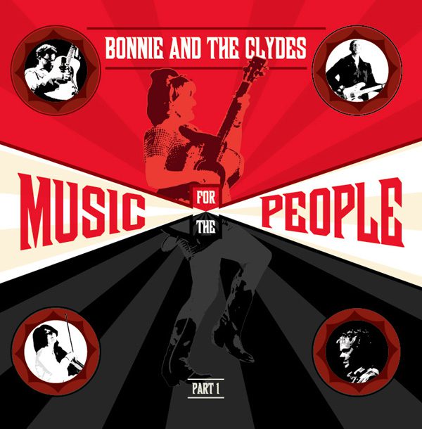 Album cover with musicians and guitar graphics.