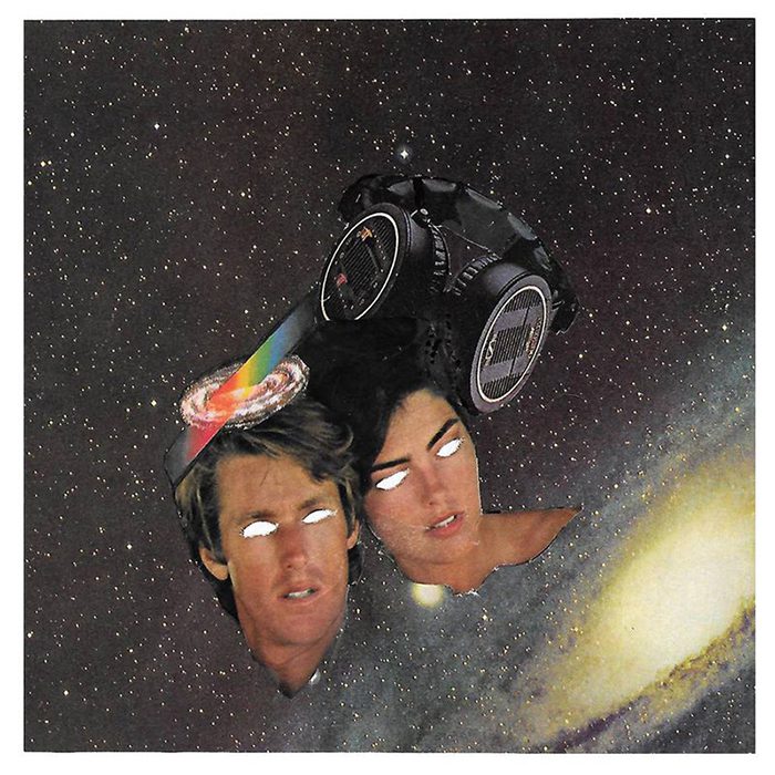 Surreal cosmic collage with two faces.