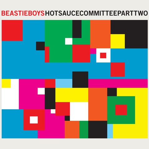 Abstract colorful geometric album cover design.