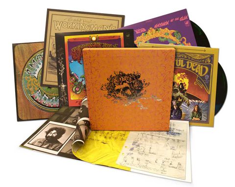 Grateful Dead vinyl collection with album covers.