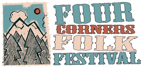 Four Corners Folk Festival logo with mountains.