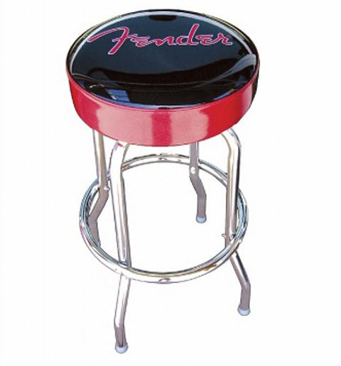 Red and black Fender bar stool.