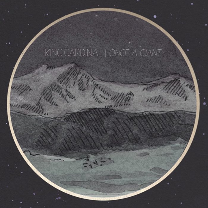 Mountain landscape illustration with starry sky.