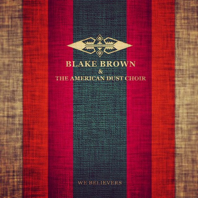 Striped album cover with text and emblem.