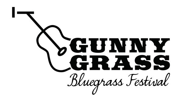 Gunny Grass Bluegrass Festival logo with guitar.
