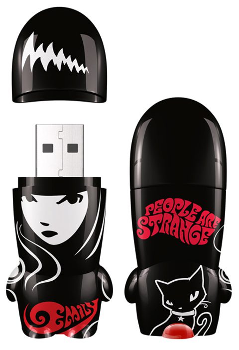 Black USB drive with gothic design.
