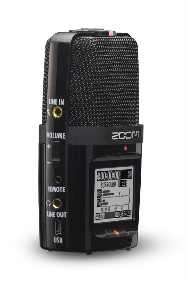 Portable digital audio recorder with display screen.