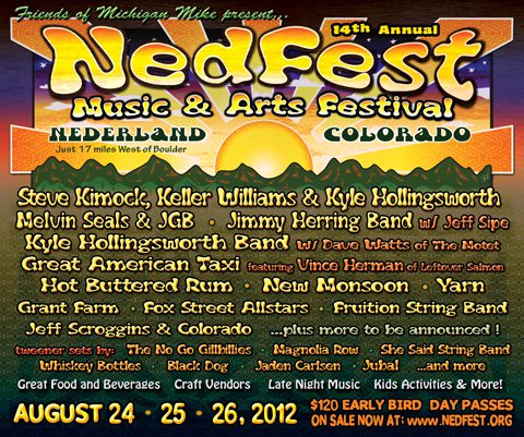 NedFest 2012 music festival poster, colorful design.