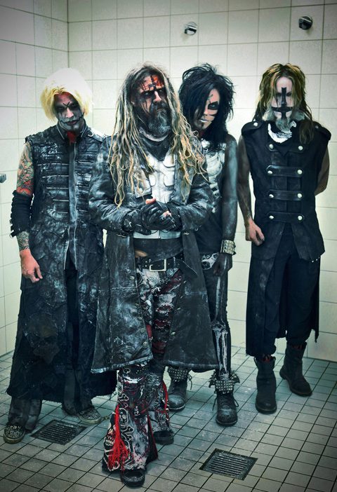 Rock band with dramatic makeup and costumes.