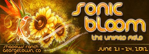 Sonic Bloom festival poster with sunflowers.