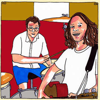 Illustration of two musicians with instruments.