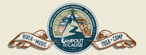 Campout event logo with dates and activities.