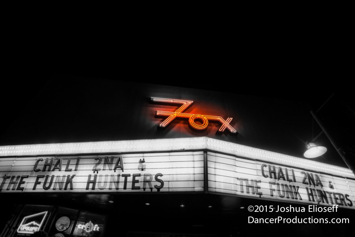 Fox Theater marquee at night.