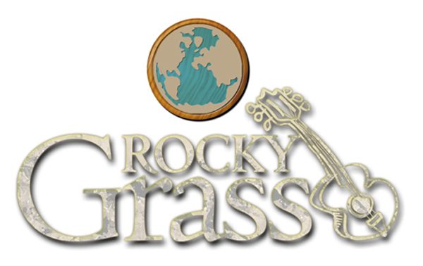 Rocky Grass logo with guitar illustration.