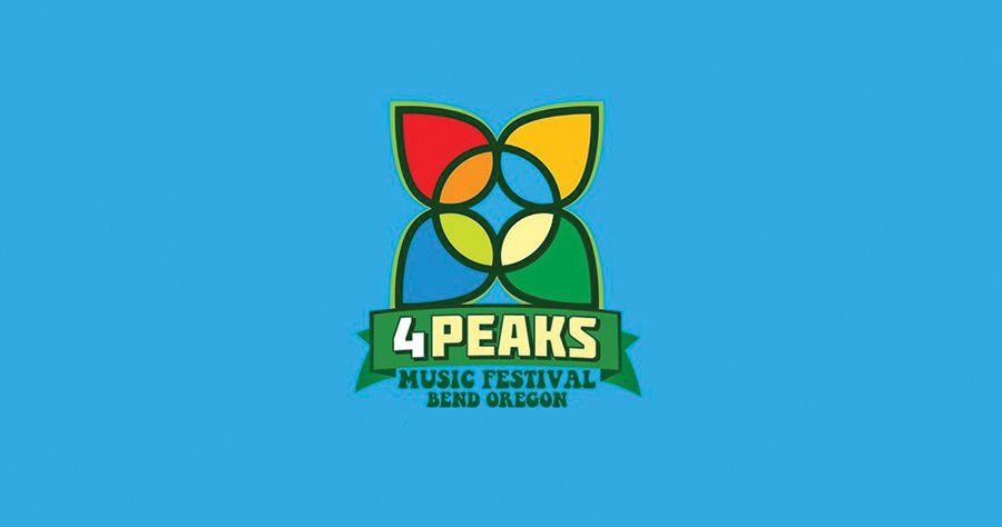 4 Peaks Music Festival logo on blue background.