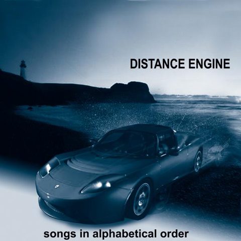 Car driving near ocean, lighthouse in background.