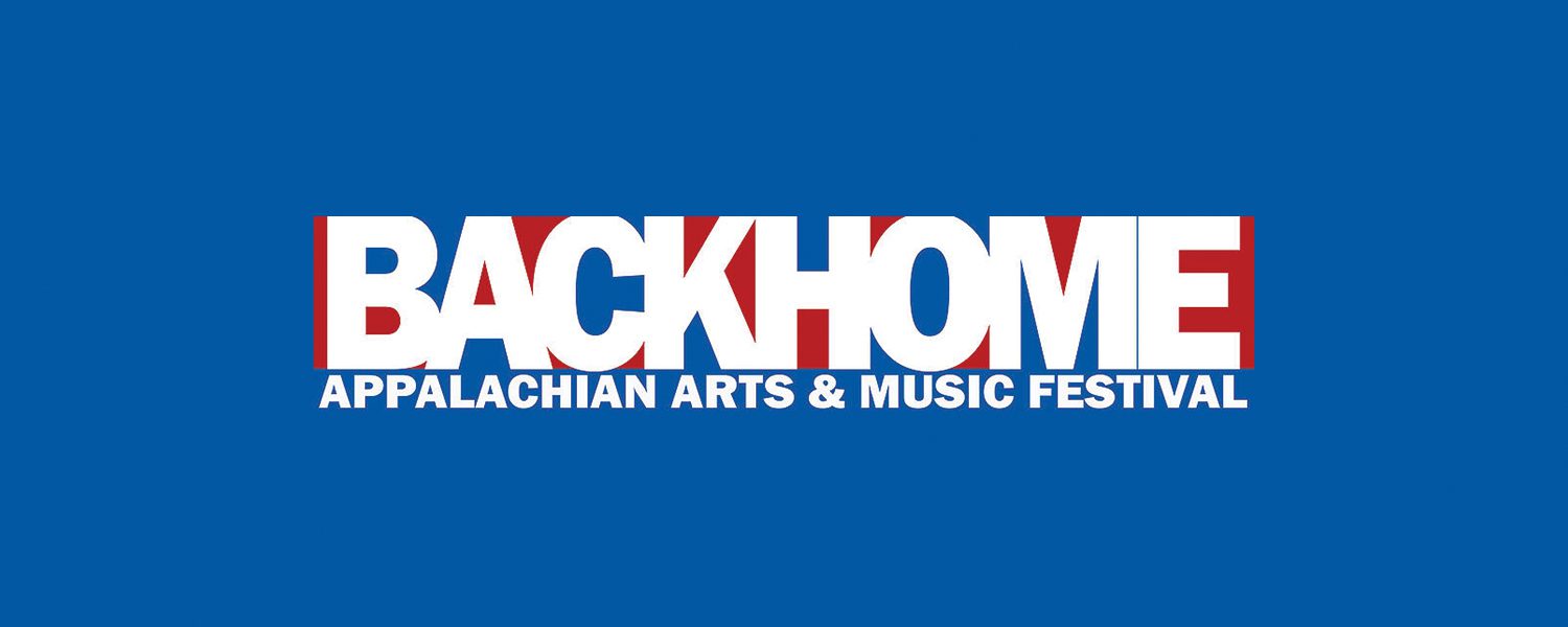 Back Home Festival logo on blue background.
