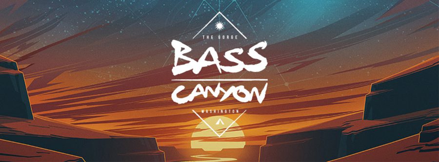 Abstract sunset with "Bass Canyon" text overlay.