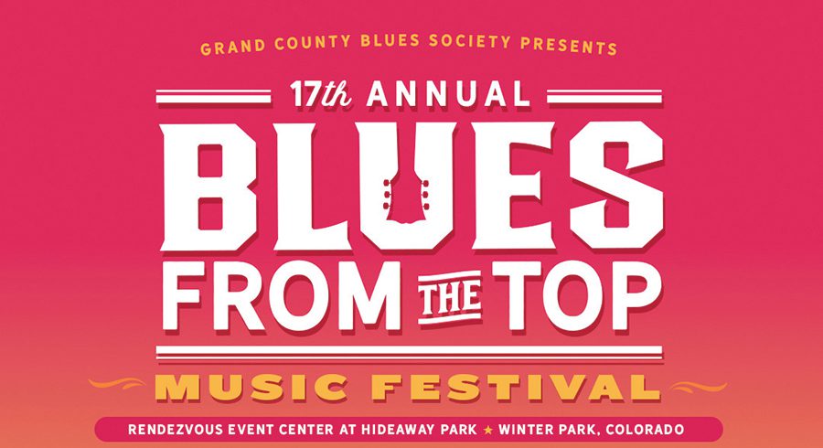 Blues music festival poster, colorful design.