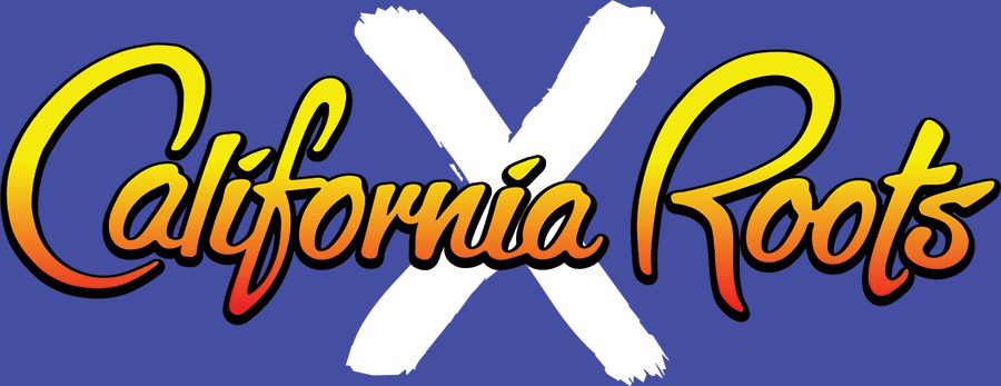 California Roots logo with a white X.