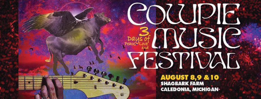 Couple Music Festival poster with flying cow.