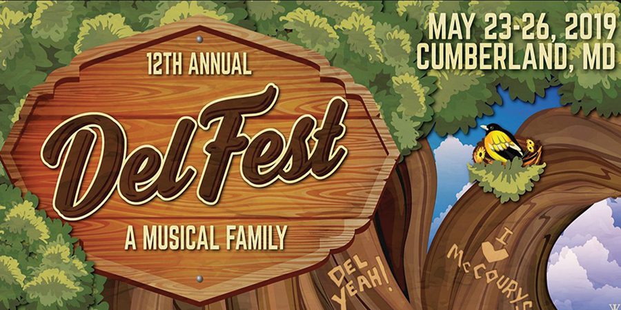 DelFest 2019 festival poster with trees.