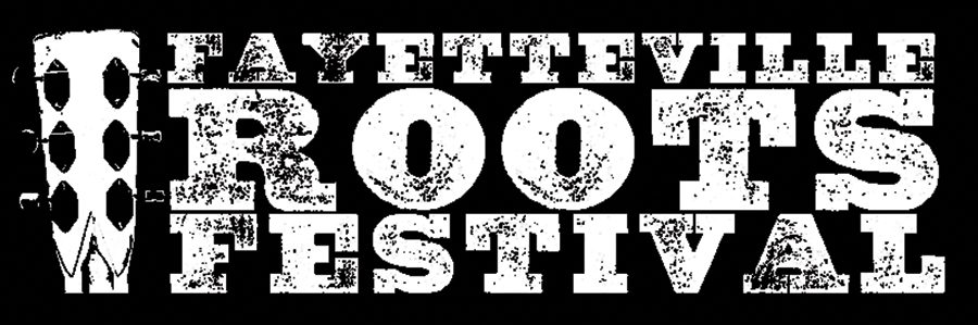 Fayetteville Roots Festival logo with guitar headstock.
