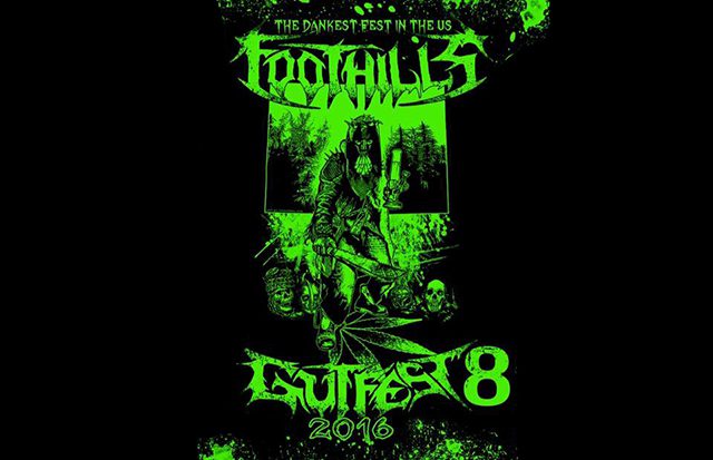 Green festival poster with dark forest imagery.
