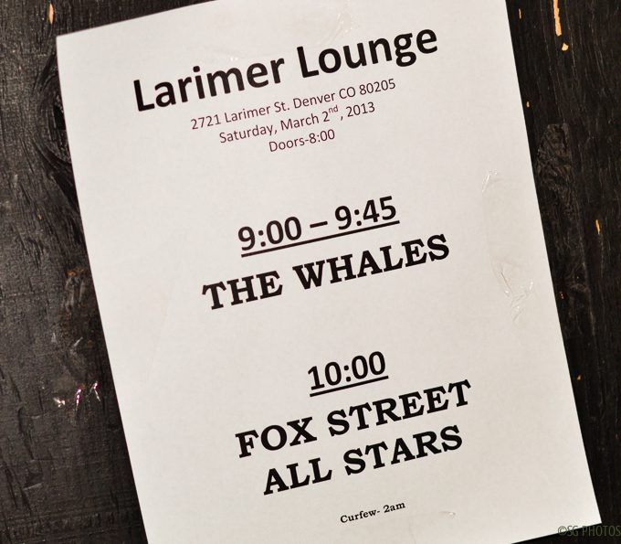 Concert flyer for Larimer Lounge event.