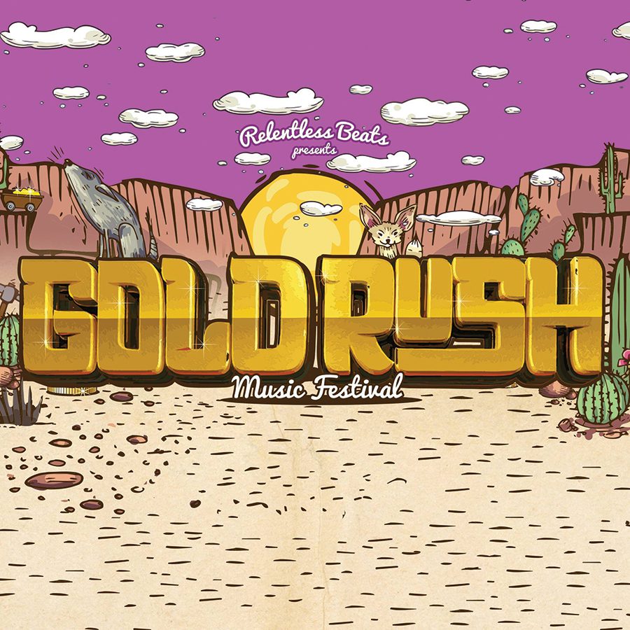 Gold Rush Music Festival desert illustration.